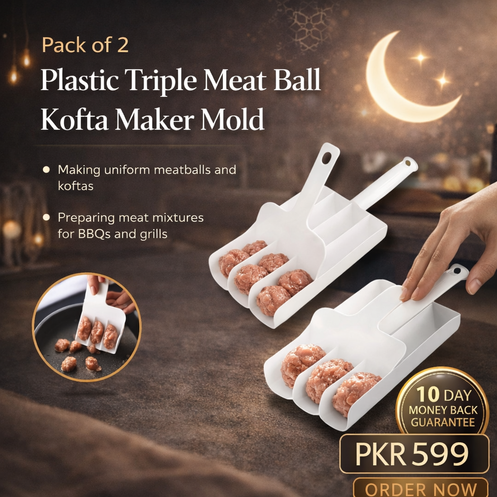 (Pack of 2) Plastic Triple Easy To Use Meat Ball Kofta Maker Mold for kitchen