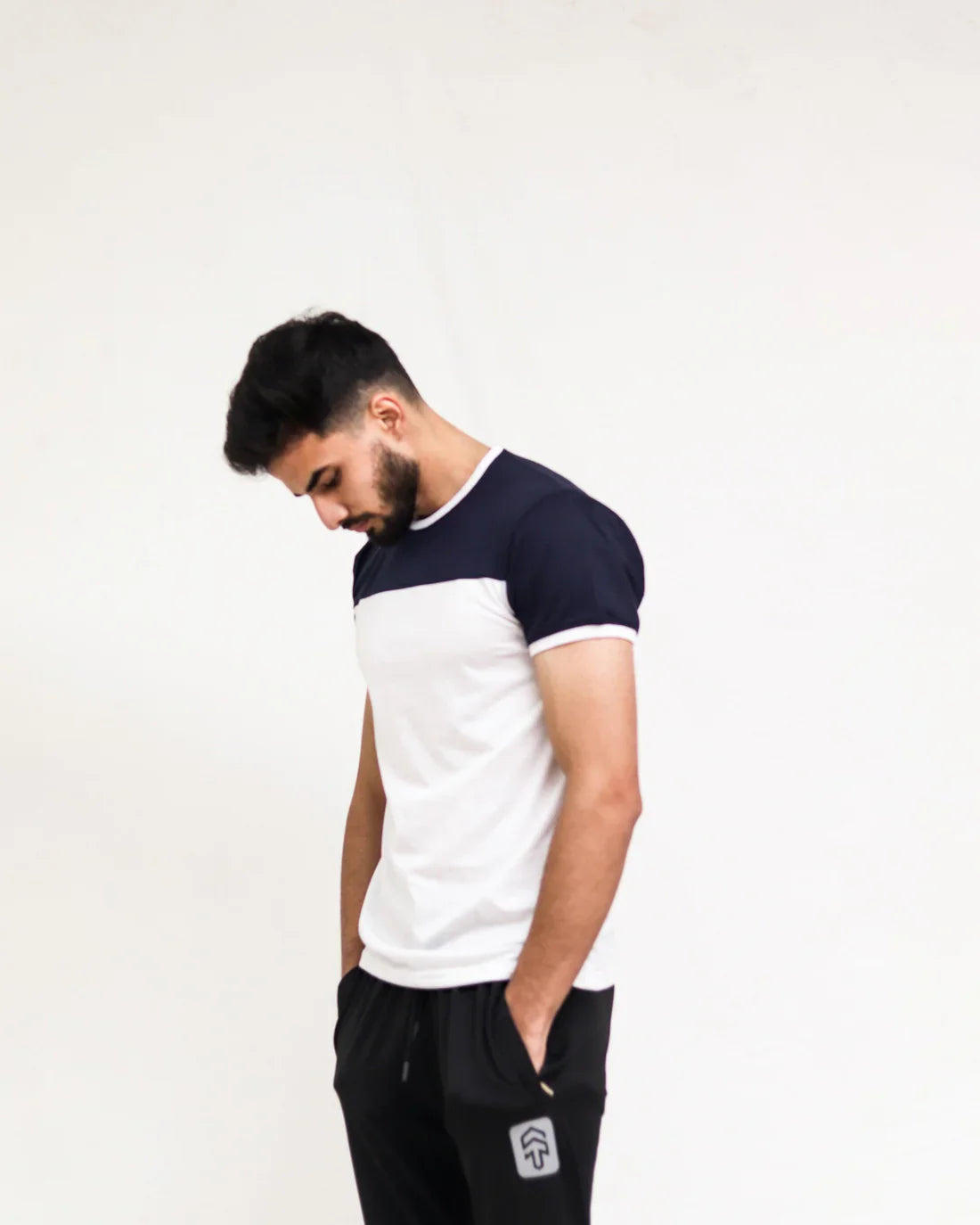 Navy White Cut & Sew T-Shirt