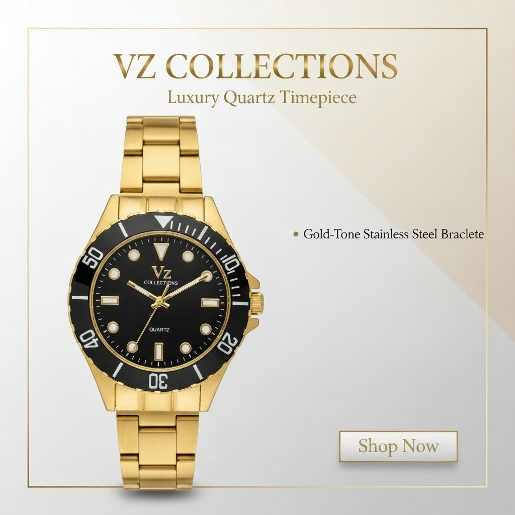 VZ Aurelia Golden Round Black Man Watch