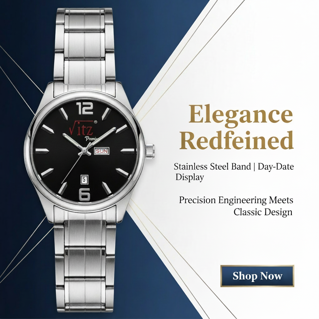 Vitz PrimeX Silver & Black Dial Men Watch