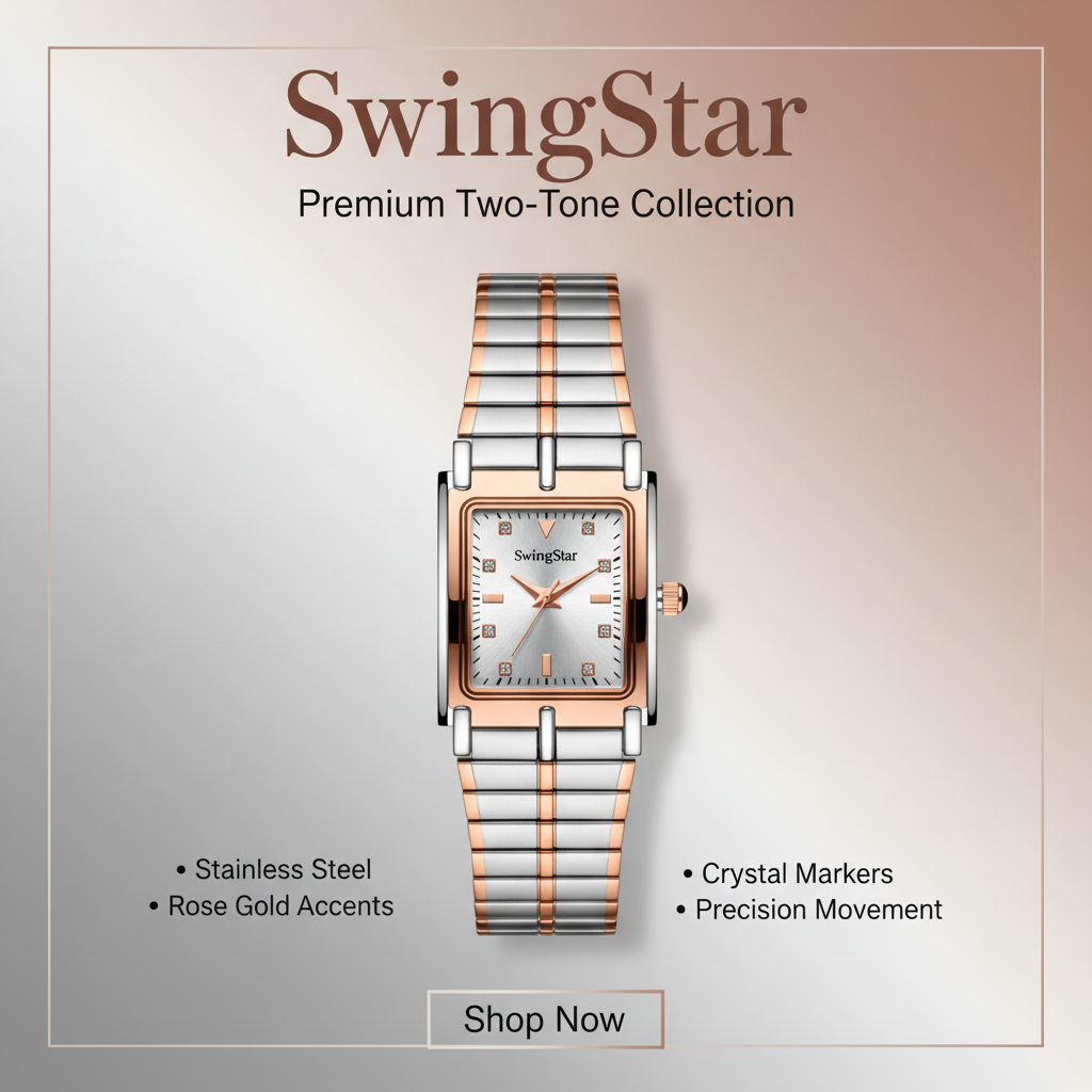 Swingstar Silver & White Dial with Brown-Line Man Watch