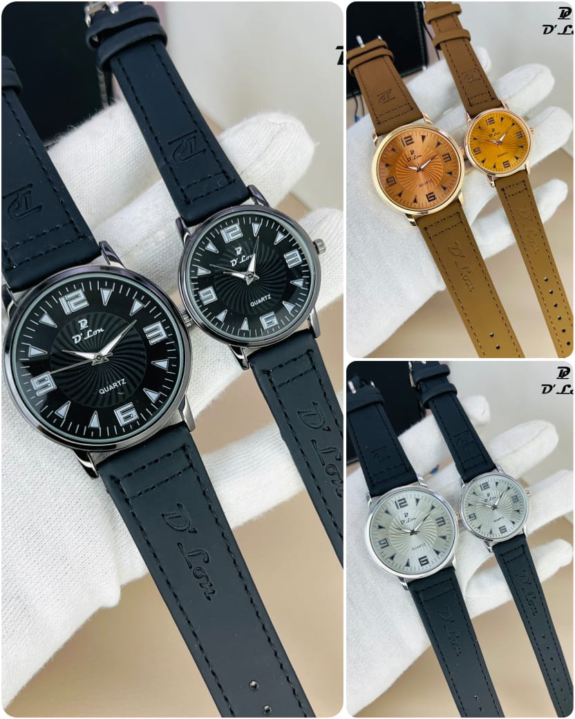 (Pack of 2) D Com Quartz Stainless Steel Clock Dial Analog Wristwatch For Men and Women