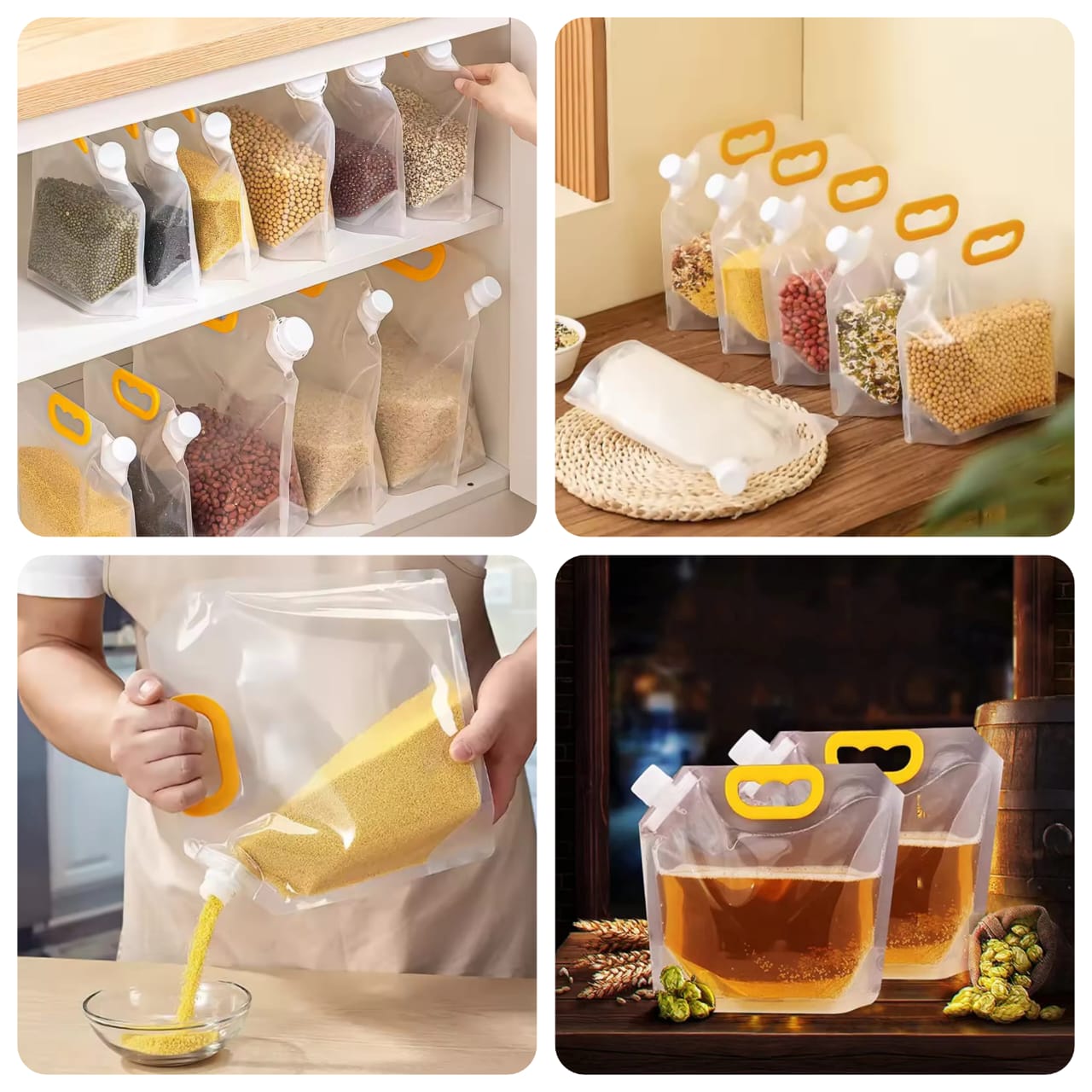 (Pack of 3) 3 Liters Reusable Moisture Proof Sealed Rice Packaging Kitchen Insect Proof Grain Storage Food Grade Bags