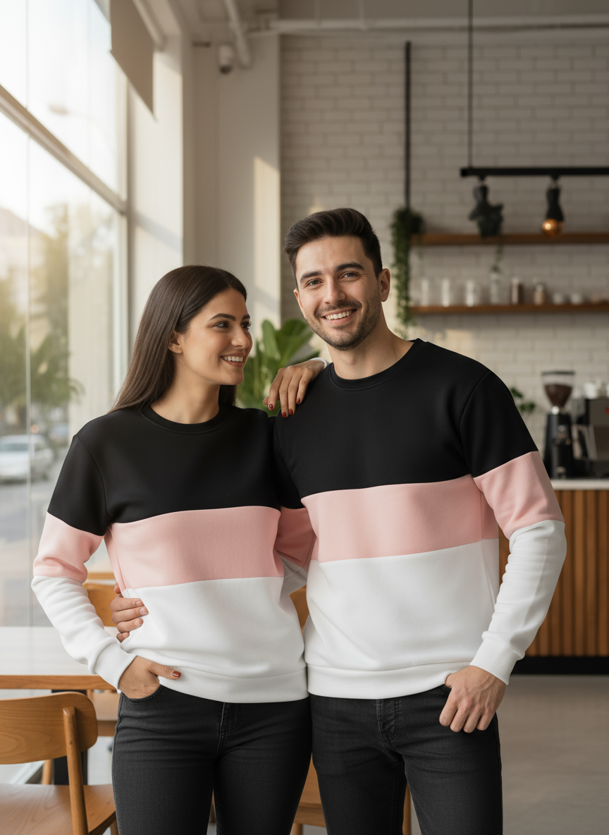 Black Pink and White Block Unisex Sweatshirt