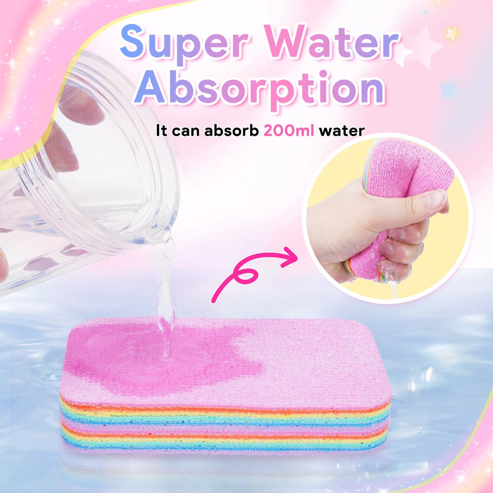 Set Of 3 Cartoon Compressed Kitchen Sponge – Double Sided Dish & Pot Cleaning Wipe