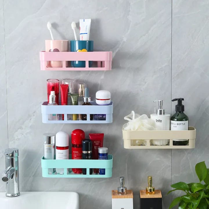 Set Of 2 Bathroom Storage Shelf β Wall Hanging Multifunction Self-Adhesive Rack for Shampoo, Soap & Cosmetics