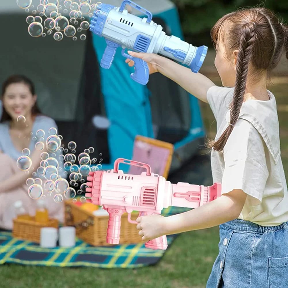 Bazoka Bubble Blaster 32 Hole Electric Gatling Bubble Gun Machine For Kids Indoor Outdoor Toy