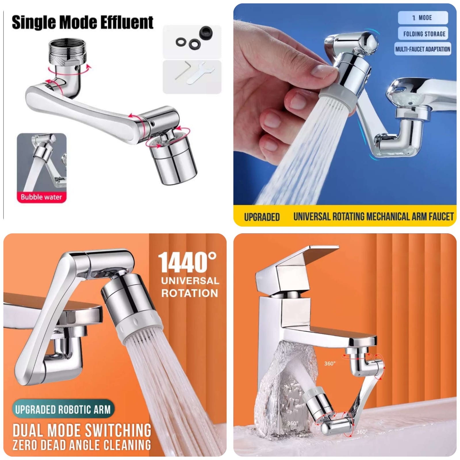 1440ยฐ Rotatable Multifunctional Extension Universal Swivel Robotic Arm Faucet Rs 999