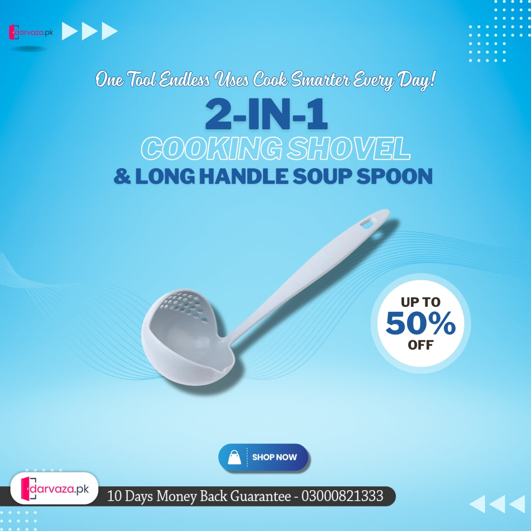2 in 1 Cooking Shovel & Long Handle Soup Spoon
