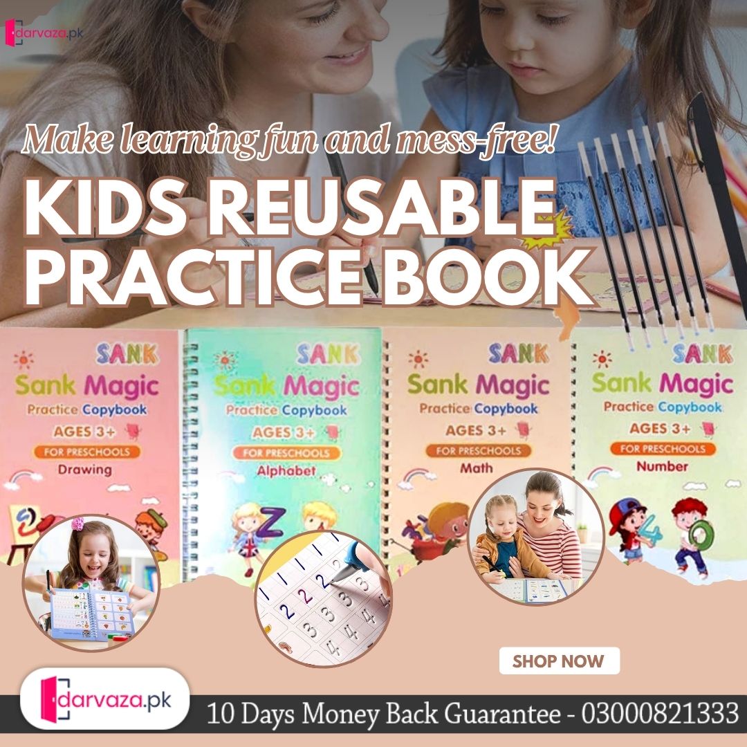 Kids Reusable Practice Book (4 Books + 1 Pen + 1 Grip & 10 Refills) Rs 999