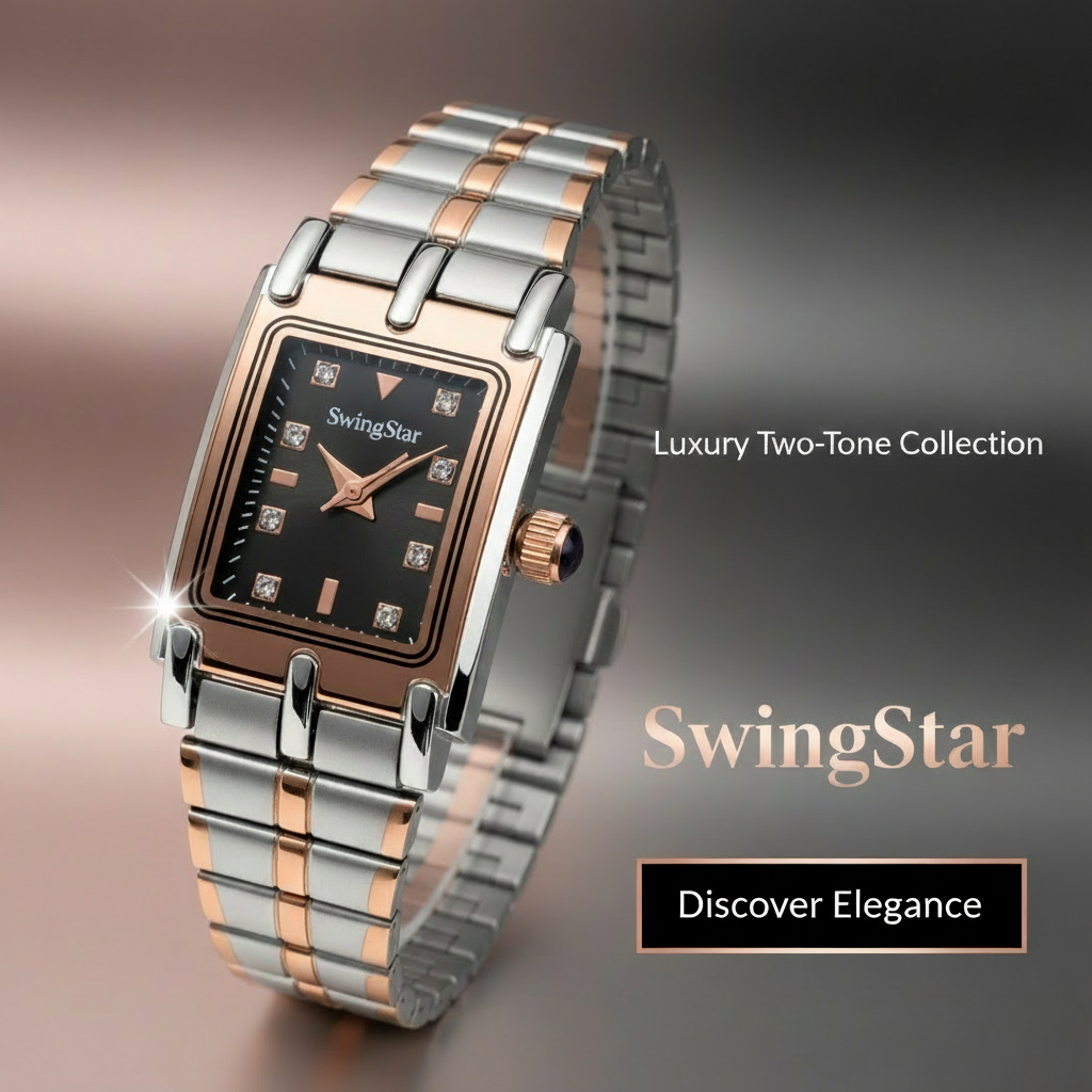 Swingstar Silver & Black Dial with Brown-Line Women Watch