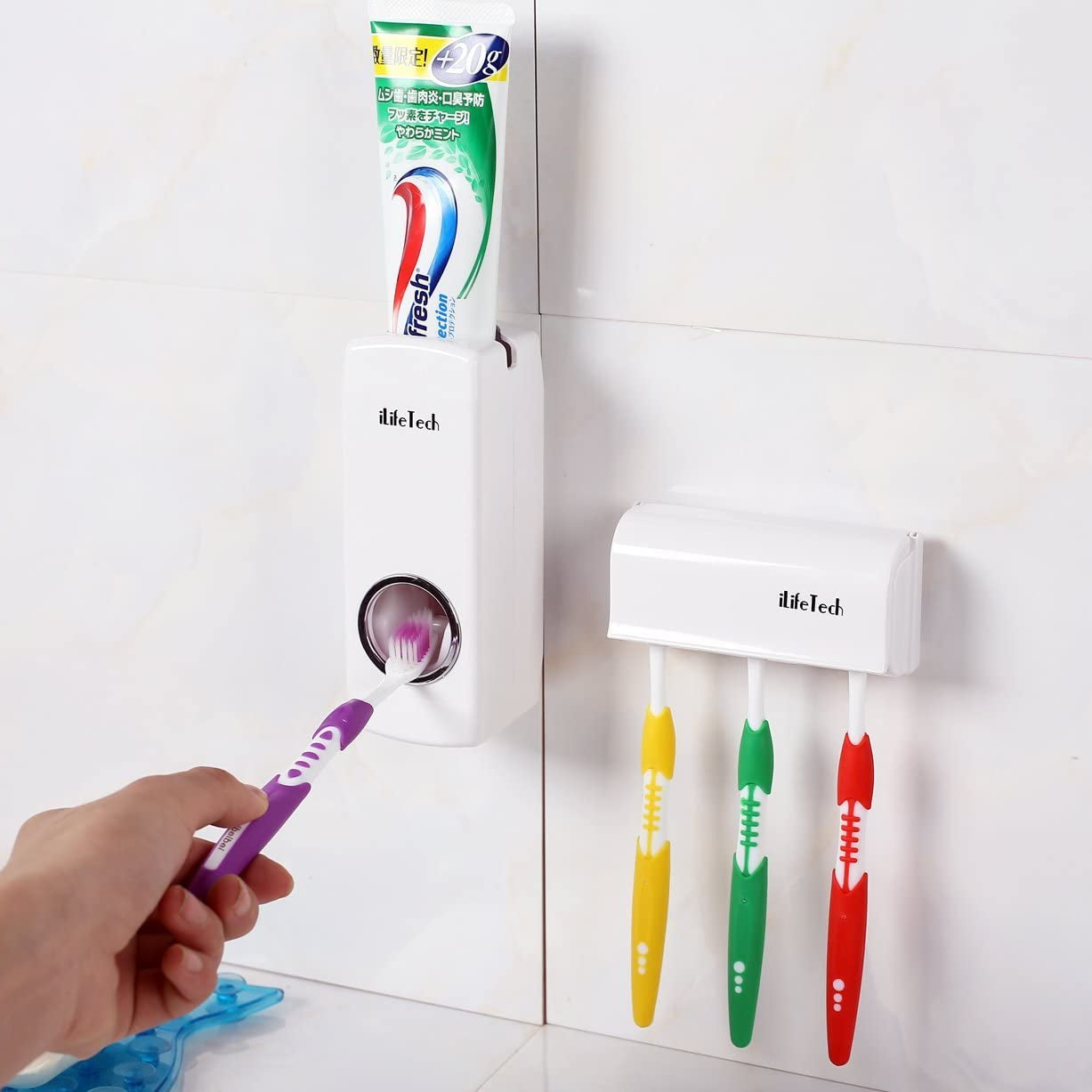 Buy 1 Set Get 1 Set Free Avail 2 Toothpaste Dispenser & 2 Toothbrush Holder Super Premium Quality