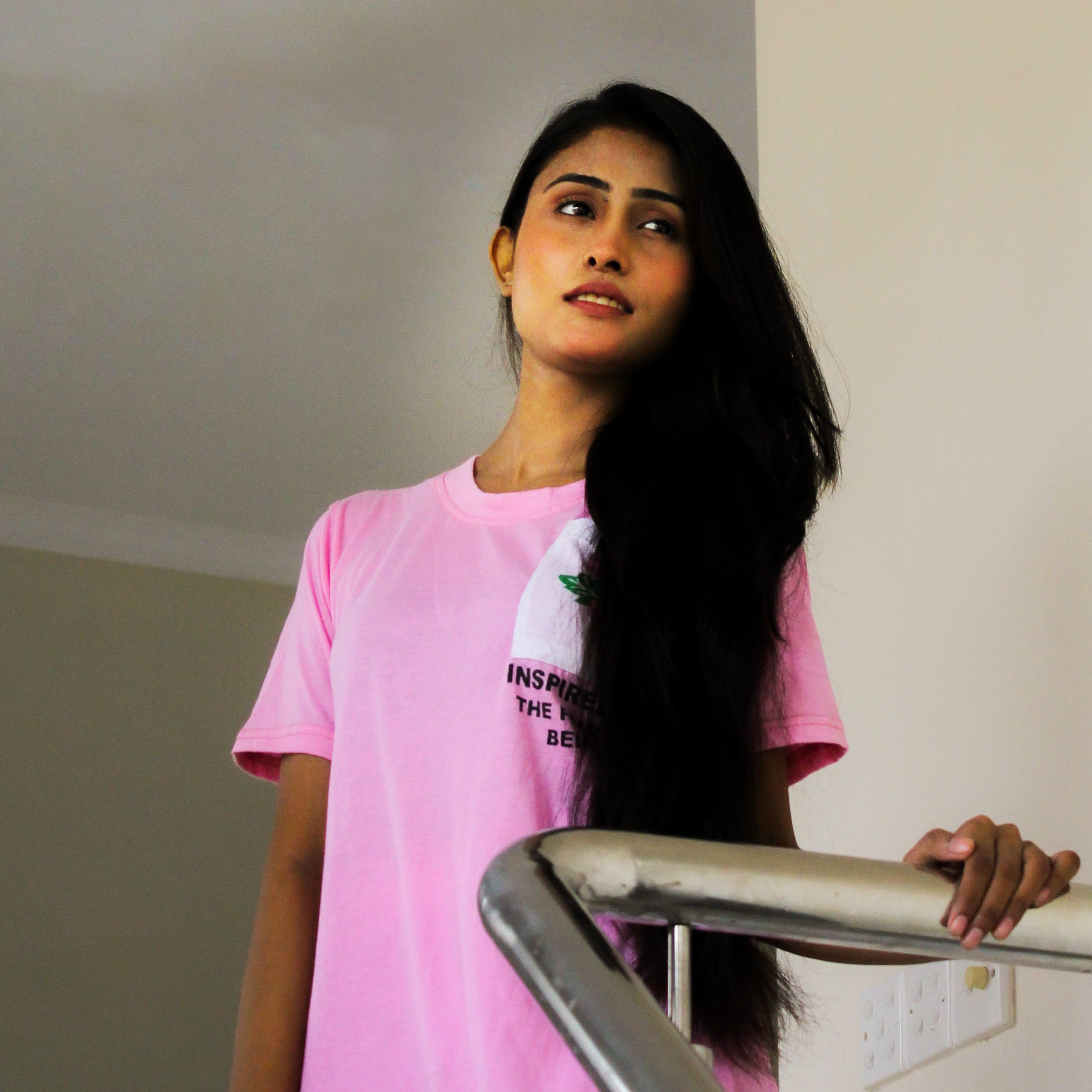 Pink Flower Printed Pocket Half Sleeves Shirt and White Flower Printed Trouser Nightwear