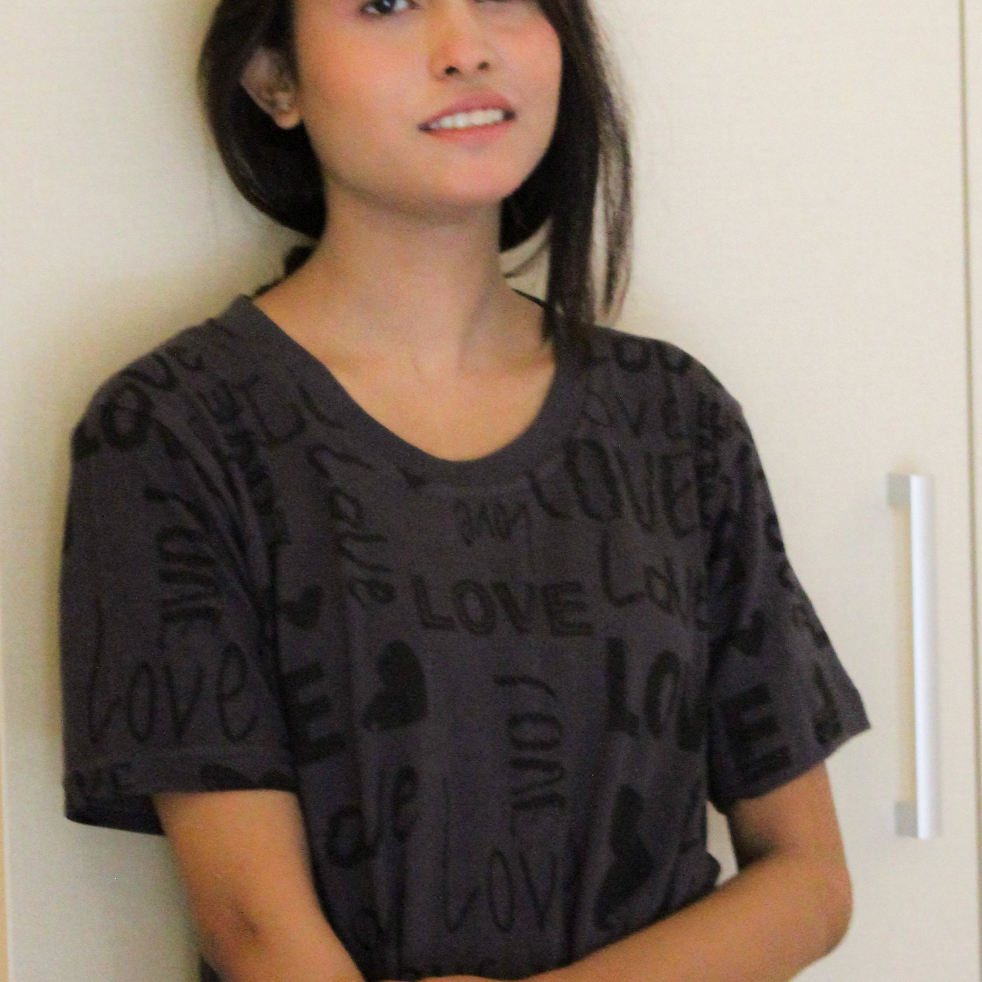 Gray Love Printed Shirt and Trouser Nightwear