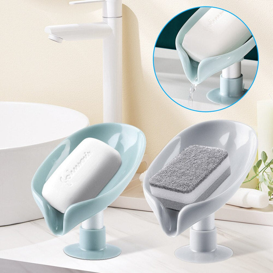 Buy 2 Get 3 Free (5 Pcs) Hydraulic Soap Holder Dish in Leaf Shape for Liquid Draining