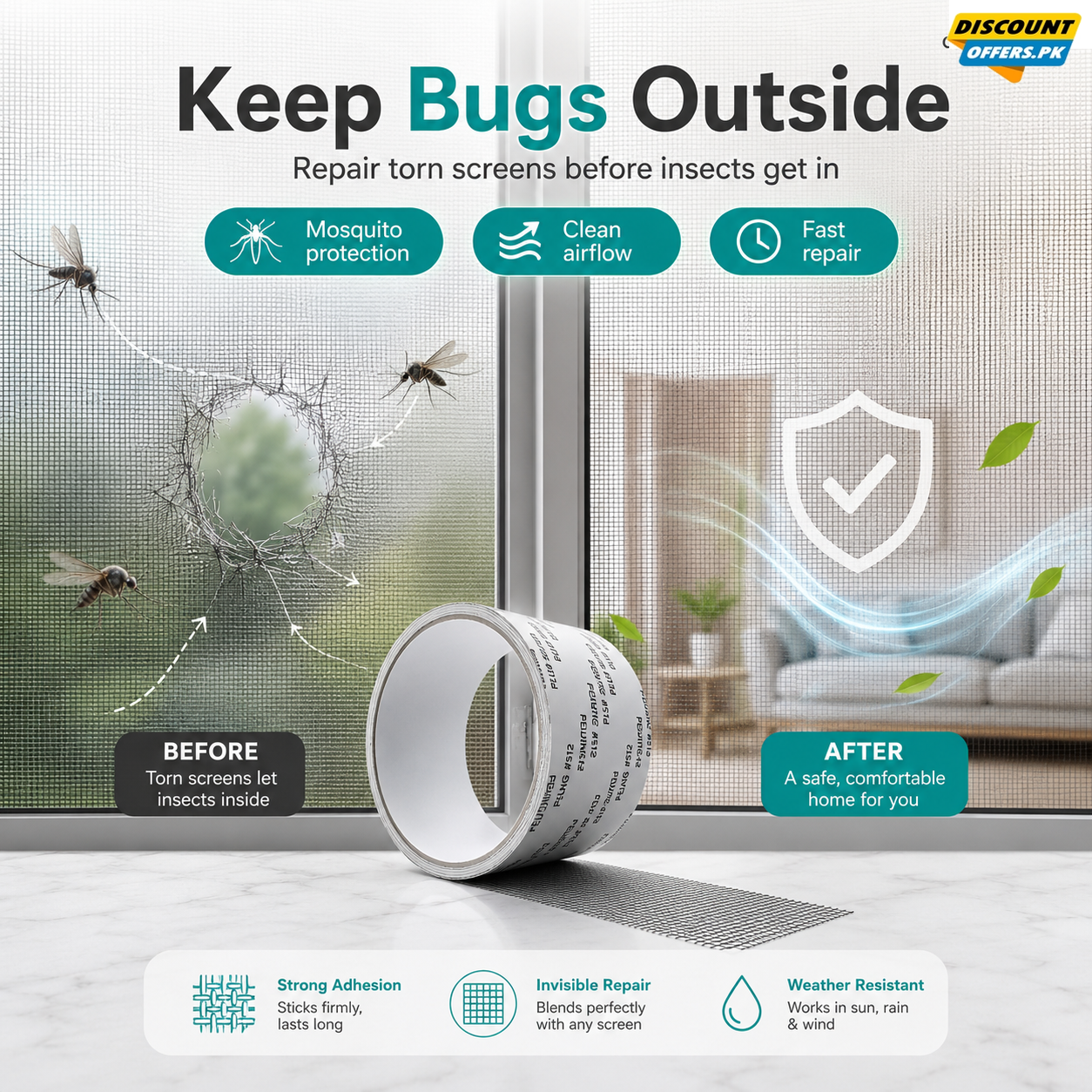 Strong Self Adhesive Window Net Screen Repair Patch Tape For Covering Up Holes Tears Anti Insect Mosquito Mesh