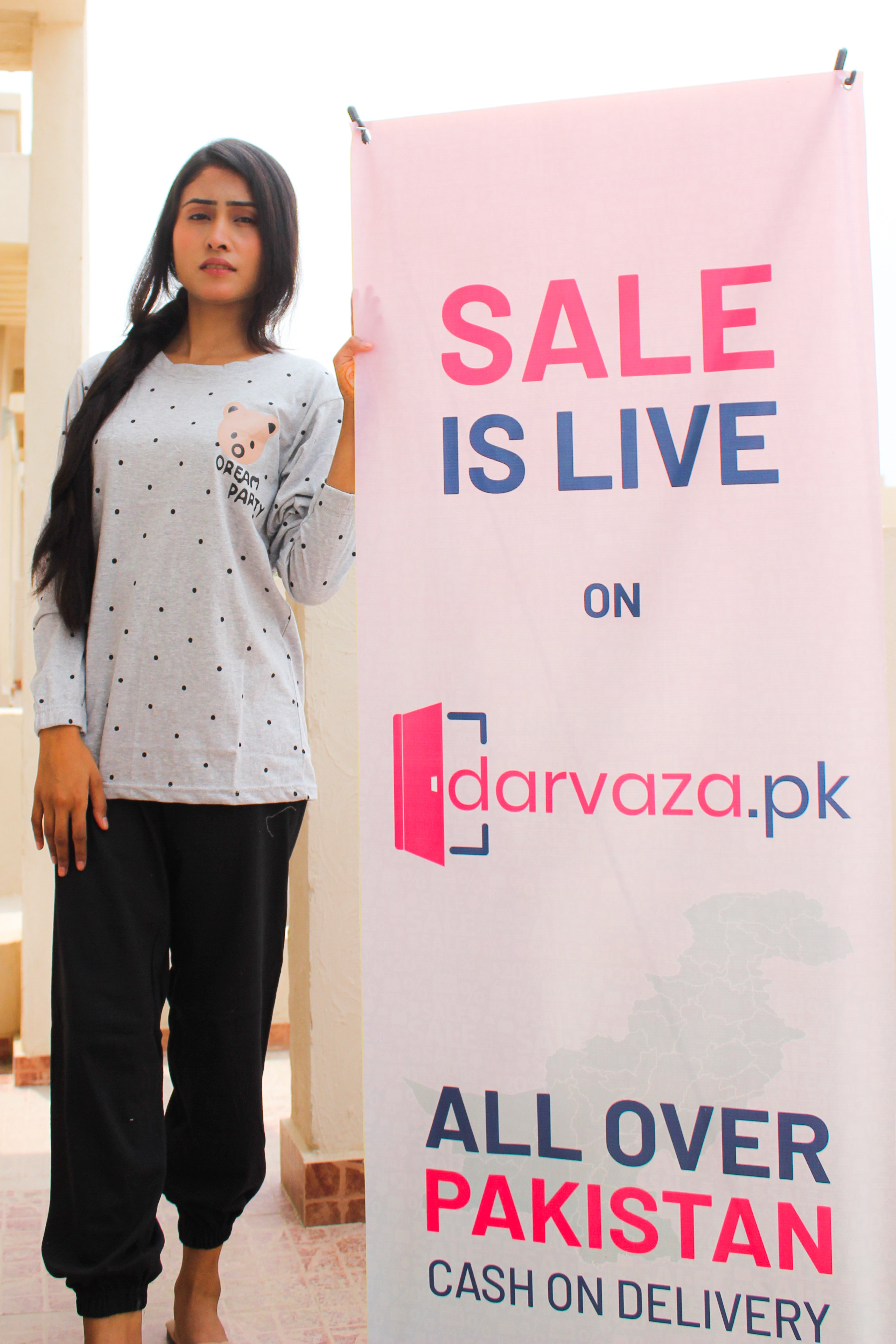 Gray Bear Women's Nightwear Set (Full Sleeves)