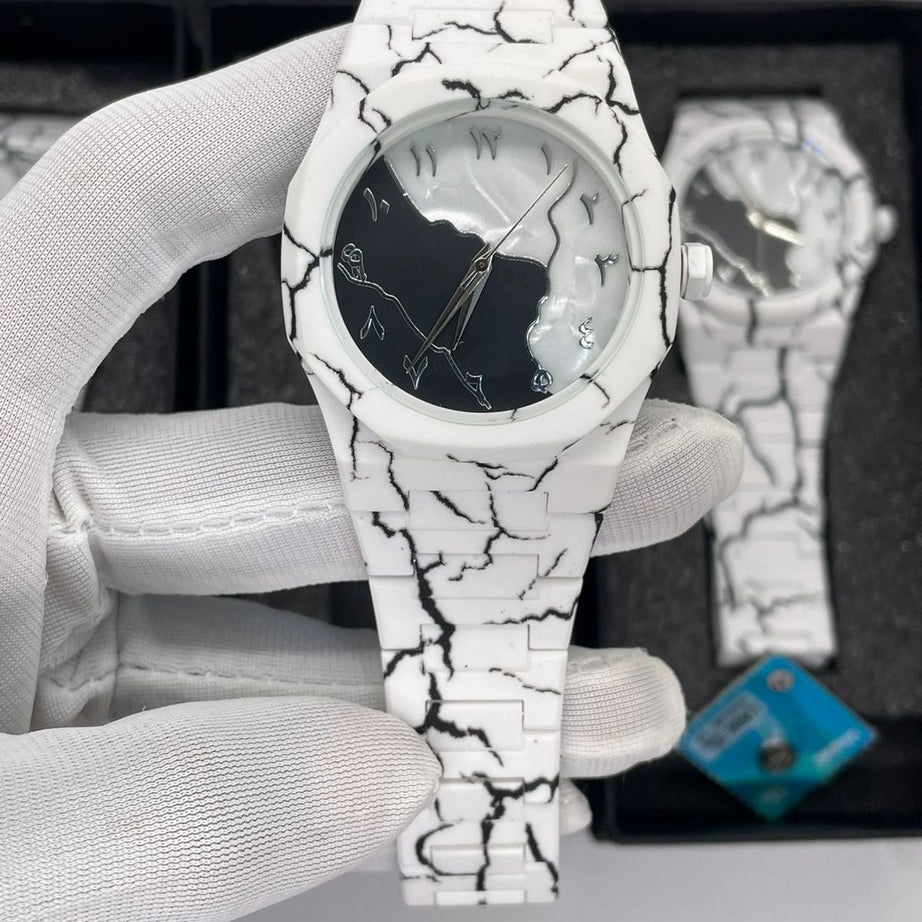 White Classic Arabic Aura – Marble Storm Edition