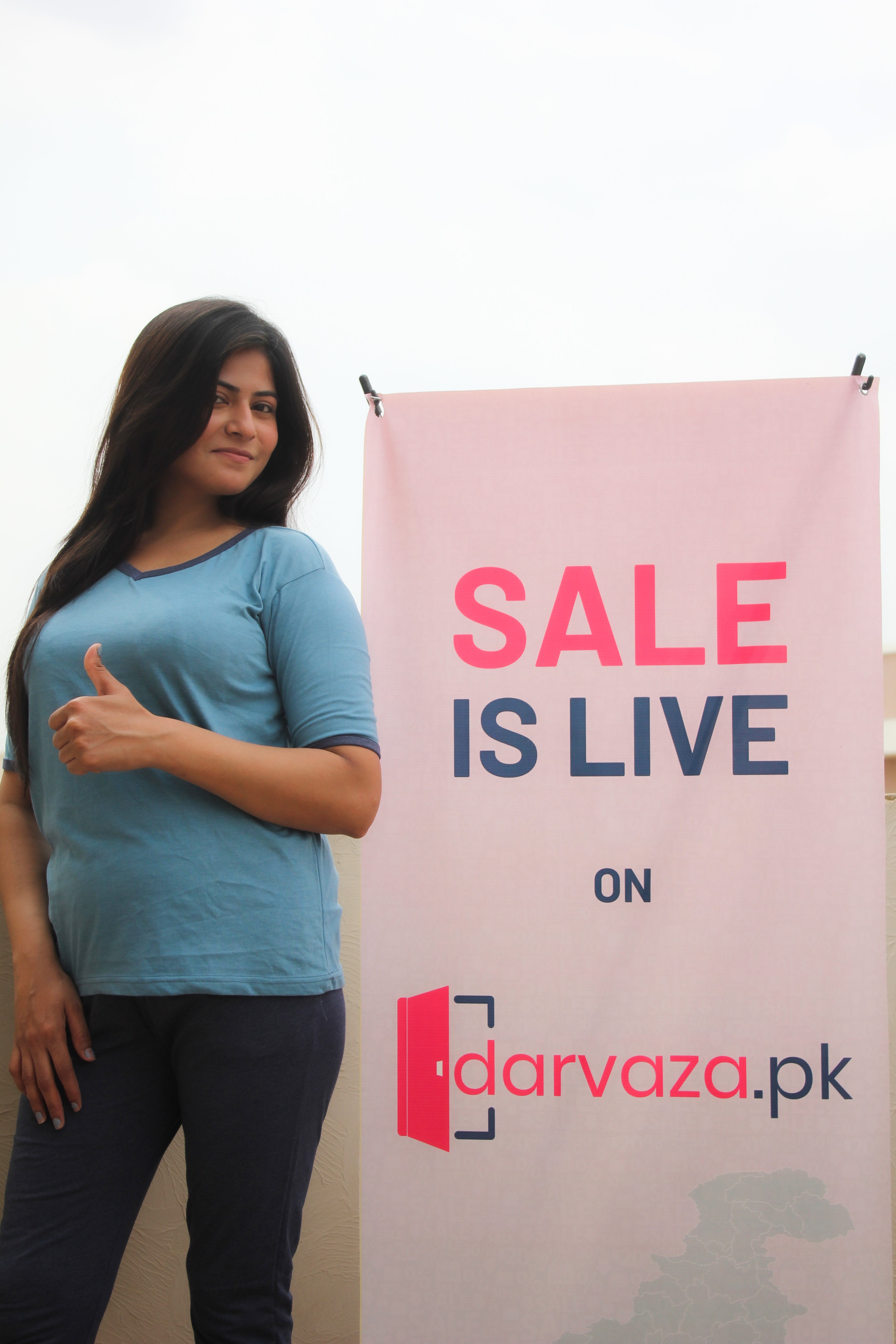 New Blue V-Neck T-Shirt with Contrast Pocket Pajama