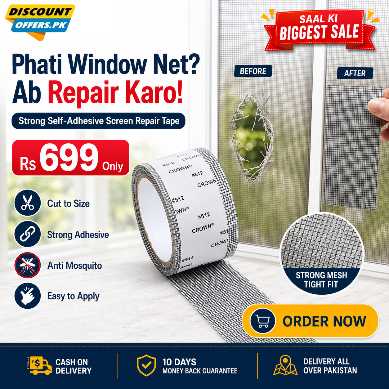 Strong Self Adhesive Window Net Screen Repair Patch Tape For Covering Up Holes Tears Anti Insect Mosquito Mesh