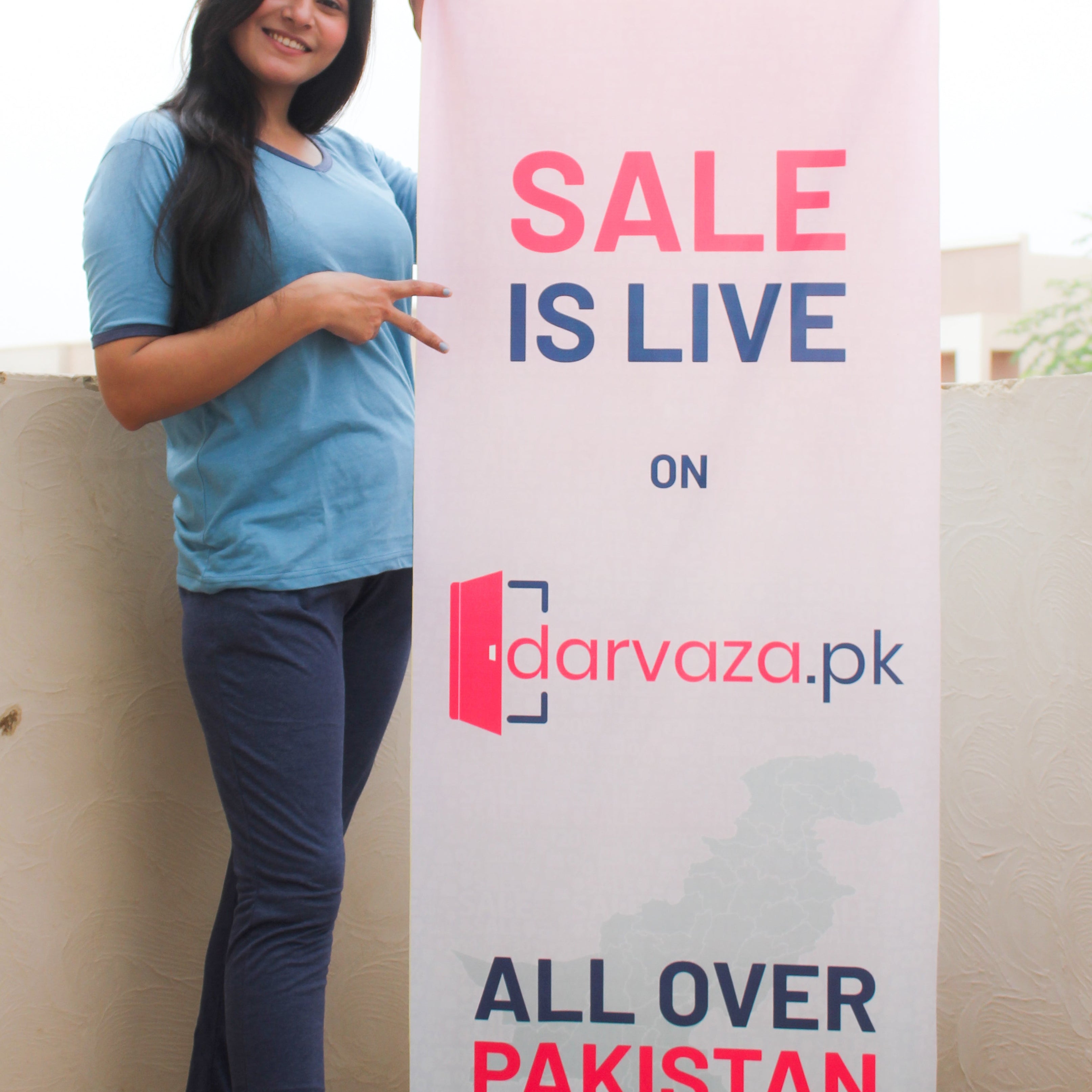 New Blue V-Neck T-Shirt with Contrast Pocket Pajama