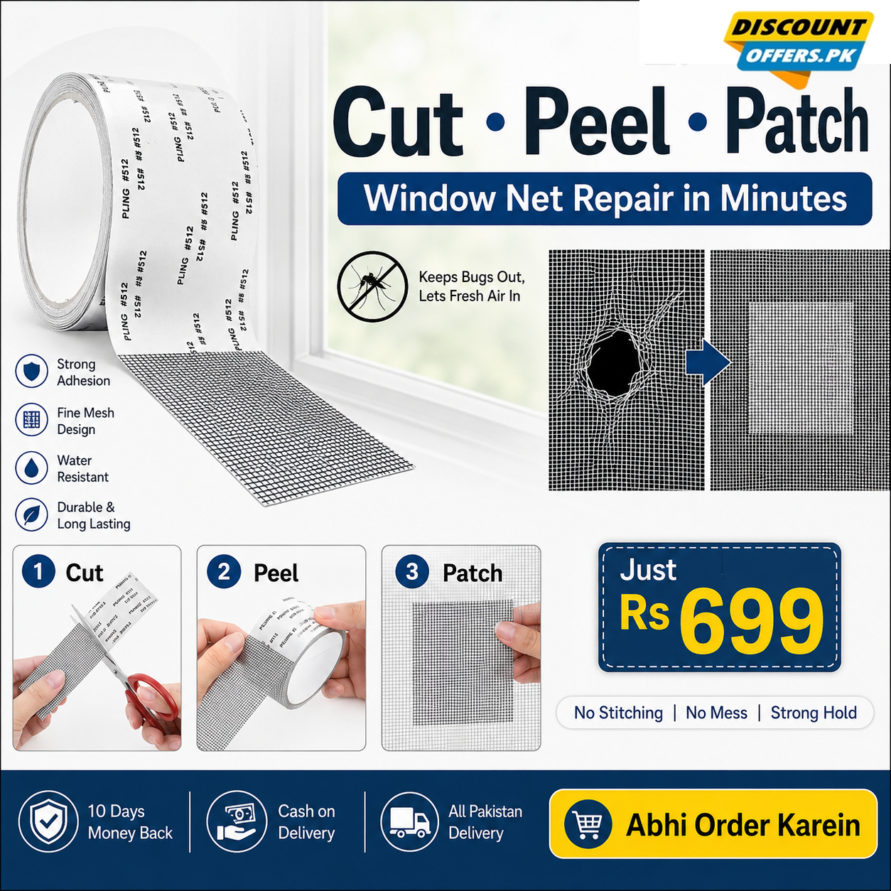 Strong Self Adhesive Window Net Screen Repair Patch Tape For Covering Up Holes Tears Anti Insect Mosquito Mesh