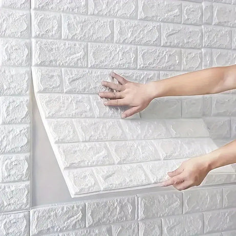 3D Self-Adhesive White Brick Foam Wall Panels and Tile Wallpaper Stickers