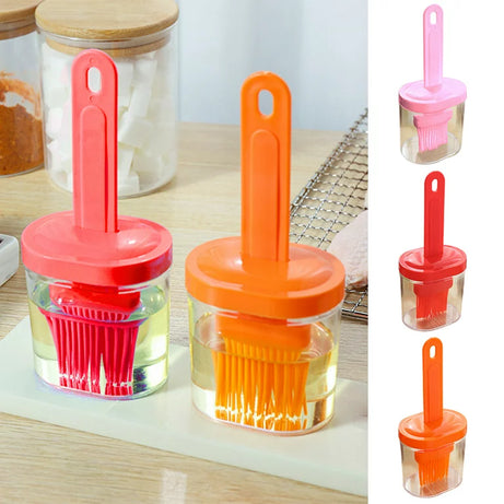 2 Pcs Transparent Cooking Oil Bottle with Silicon Brush for Kitchen Cooking