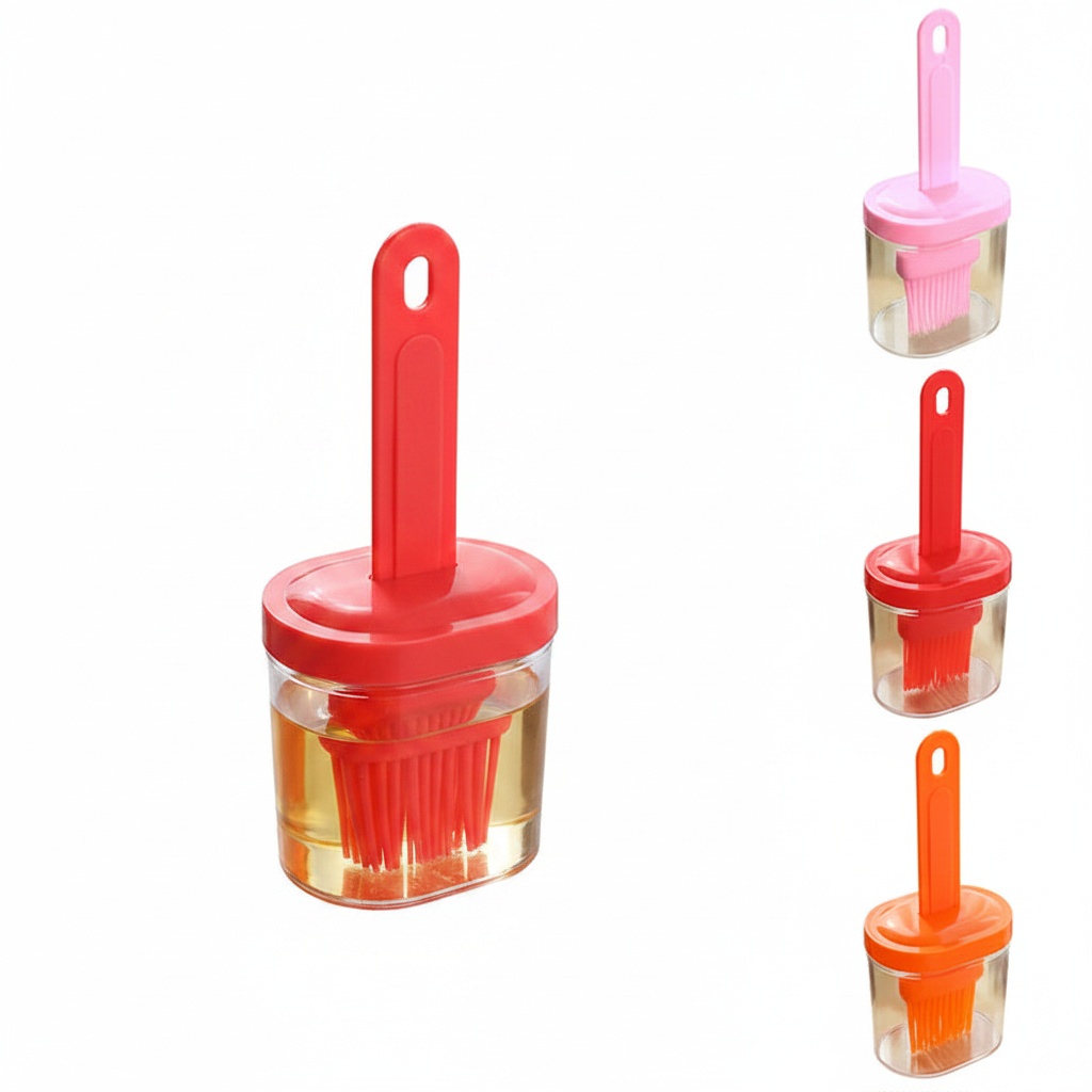 2 Pcs Transparent Cooking Oil Bottle with Silicon Brush for Kitchen Cooking