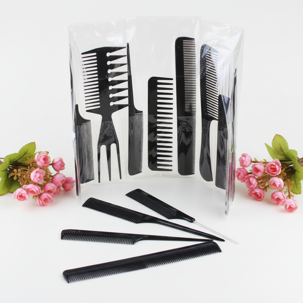 Set of 10 Pcs Anti Static Professional Hair Brush For Kids Hairstyle Comb Set