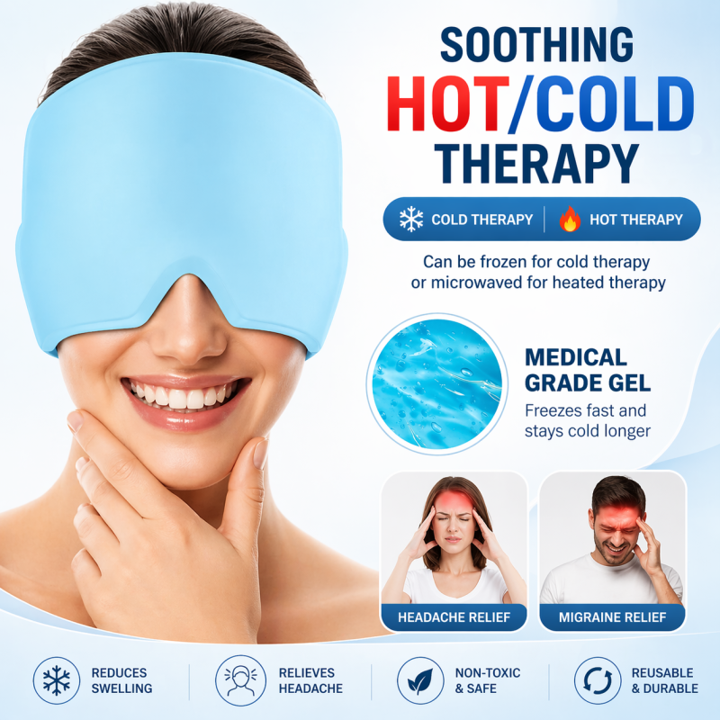 Reusable Hot & Cold Therapy Ice Cap for Migraine, Headache & Stress Relief