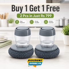 Buy 1 Get 1 Free Offer 2 Pcs Kitchen Cleaning Dish Brush Scrubber with Soap Dispenser