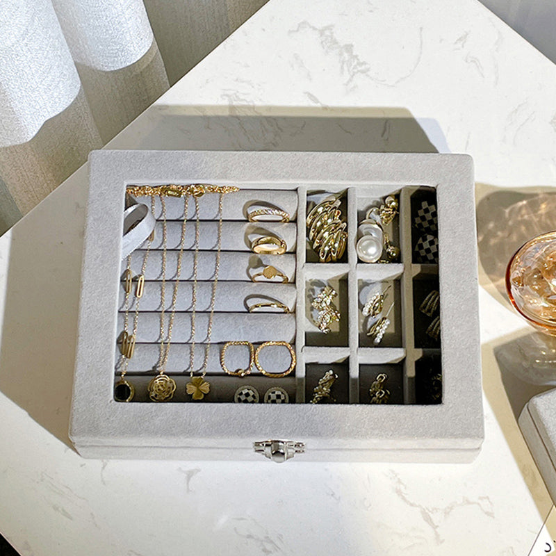 Fashion Portable Velvet Jewelry Ring Jewelry Display Organizer Box Tray Holder Earring Jewelry Storage Case Showcase