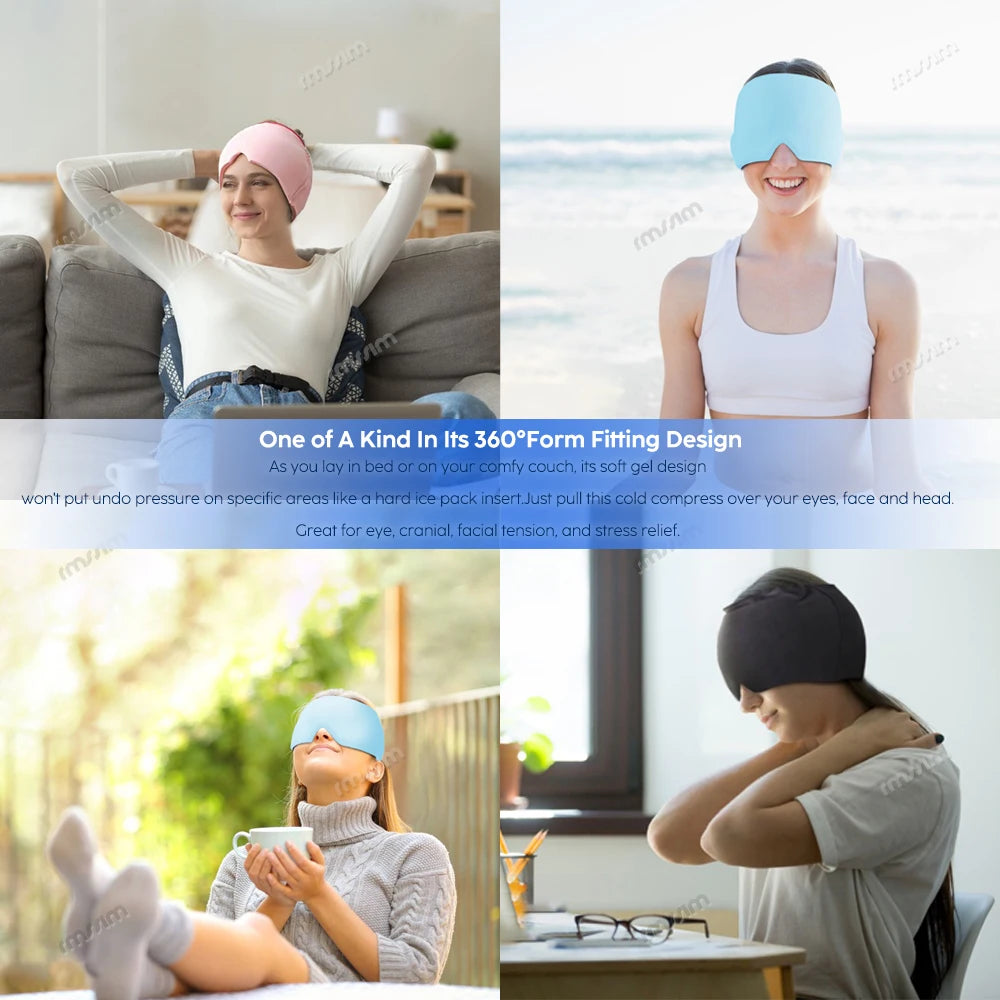 Reusable Hot & Cold Therapy Ice Cap for Migraine, Headache & Stress Relief