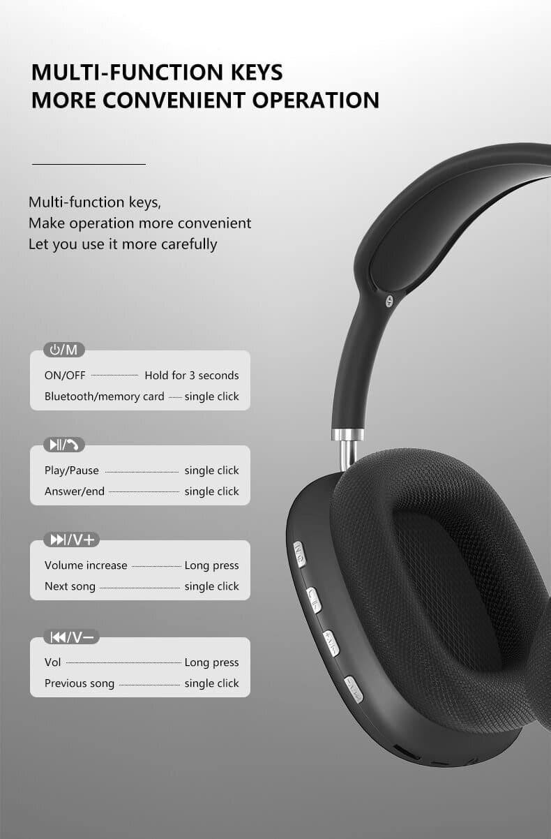 P9 Pro Max Wireless Bluetooth Headphones With Mic and Gaming Stereo Headset