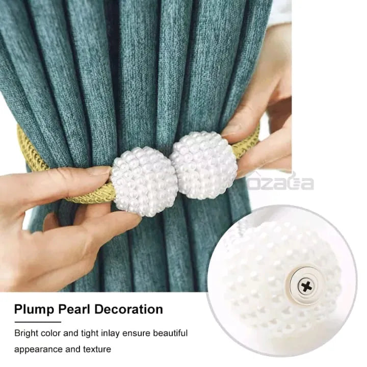 2 PCS Magnetic Pearl Curtain Buckle Tiebacks European Style Decorative Rings