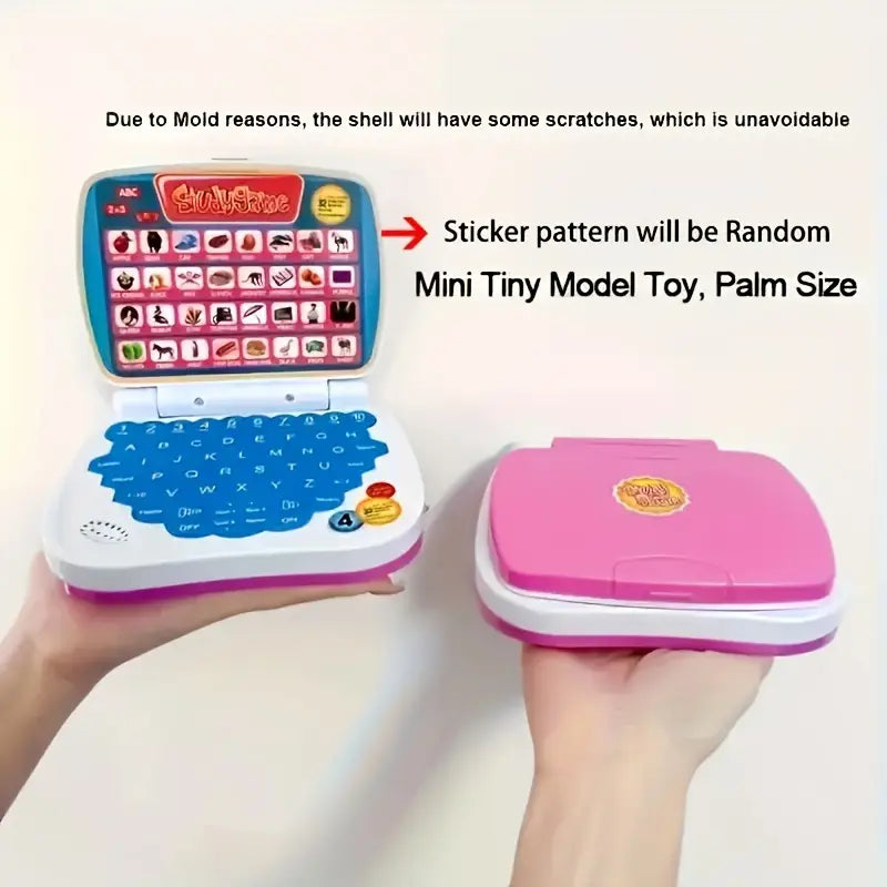 Portable Mini Cell Operated Fun Puzzle Learning Computer Laptop Toy with Educational Content For 3 Years Plus Kids