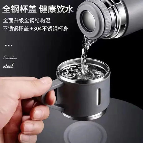 4in1 Stainless Steel Water Bottle 500ml Double Walled Vacuum with 3 Pcs Leak-proof Cups for Gym Home Office and Outdoor Use