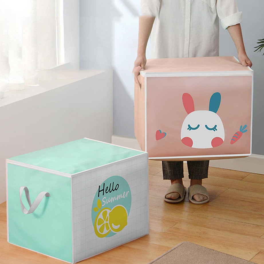 (Pack of 3) Cartoon Animal Foldable Storage Organizer Bags with Zippers And Handles