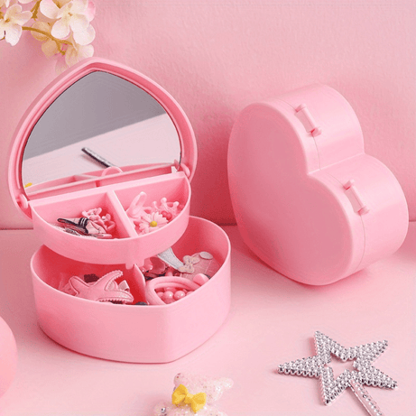 Heart Shape Double Layer Jewelry Organizer Storage Box For Women