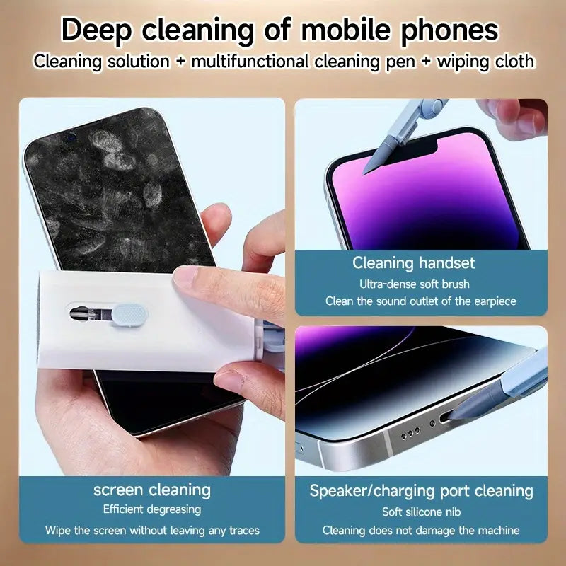 7 in 1 Multi Function Keyboard and Mobile Earphone Dirt Fingerprint Removal Cleaning Kit with Box