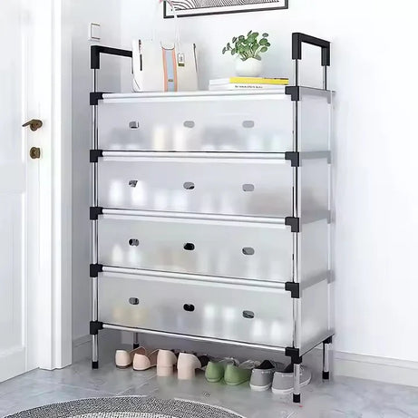 Aluminium Shoe Rack with Dust Proof Cover