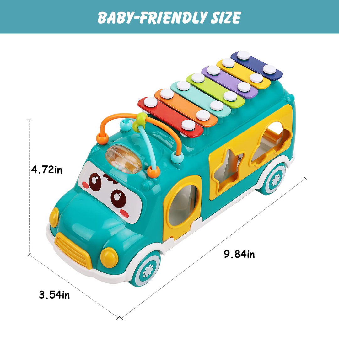 Durable Plastic Kids Cartoon Shape Bus Toy with Musicals Xylophone For 2 to 4 Years Plus Boys and Girls