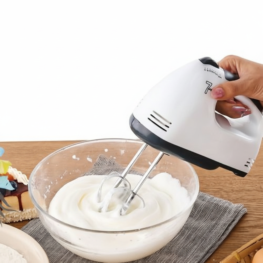 Imported Electric 7 Speed Hand Mixer with 4 Pieces Stainless Blender for Making Cake, Cream Mix, Food Blender and Beater for Kitchen