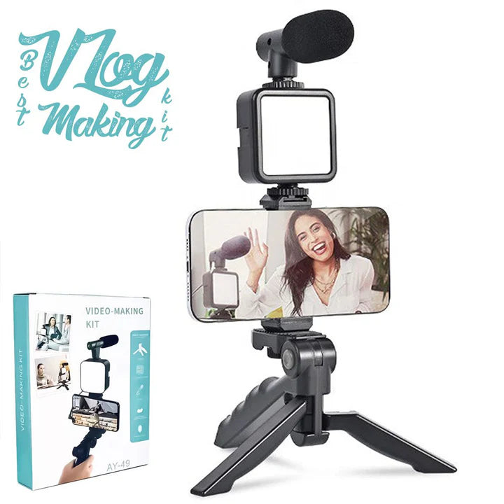 IMPORTED HIGH QUALITY SMARTPHONE VLOGGING KIT WITH TRIPOD AND LIGHT RS 2999