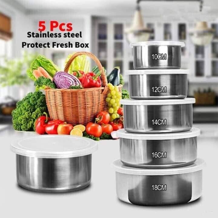 Fresh Box Set 5-Piece | Stainless Steel Food Storage Containers