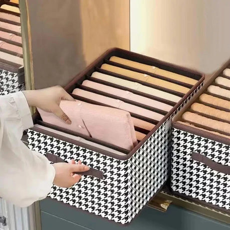 Checkered Storage Cubes - Houndstooth Premium Washable Foldable Storage Box – Large Capacity Organizer