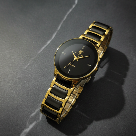 Centrix Chain Watch in Metallic Black with Golden/Silver Color Wrist Watch For Men