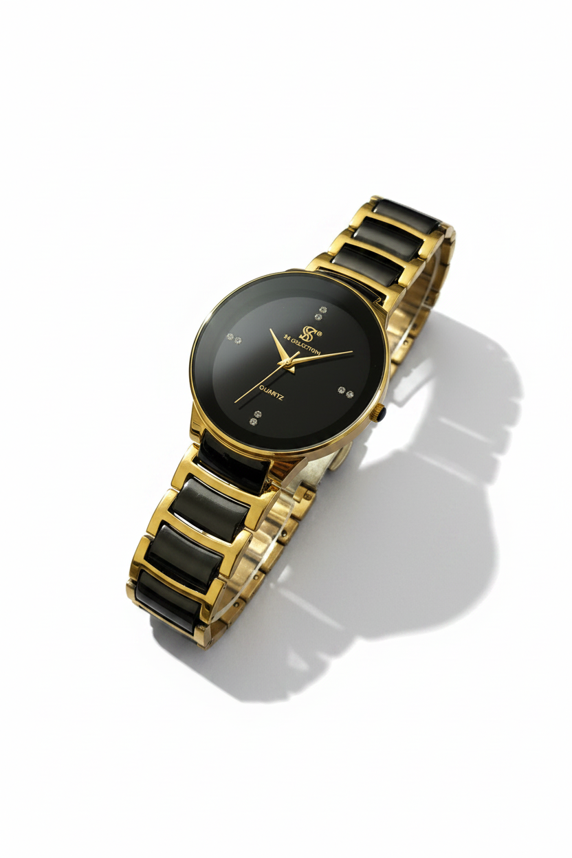 Centrix Chain Watch in Metallic Black with Golden/Silver Color Wrist Watch For Men