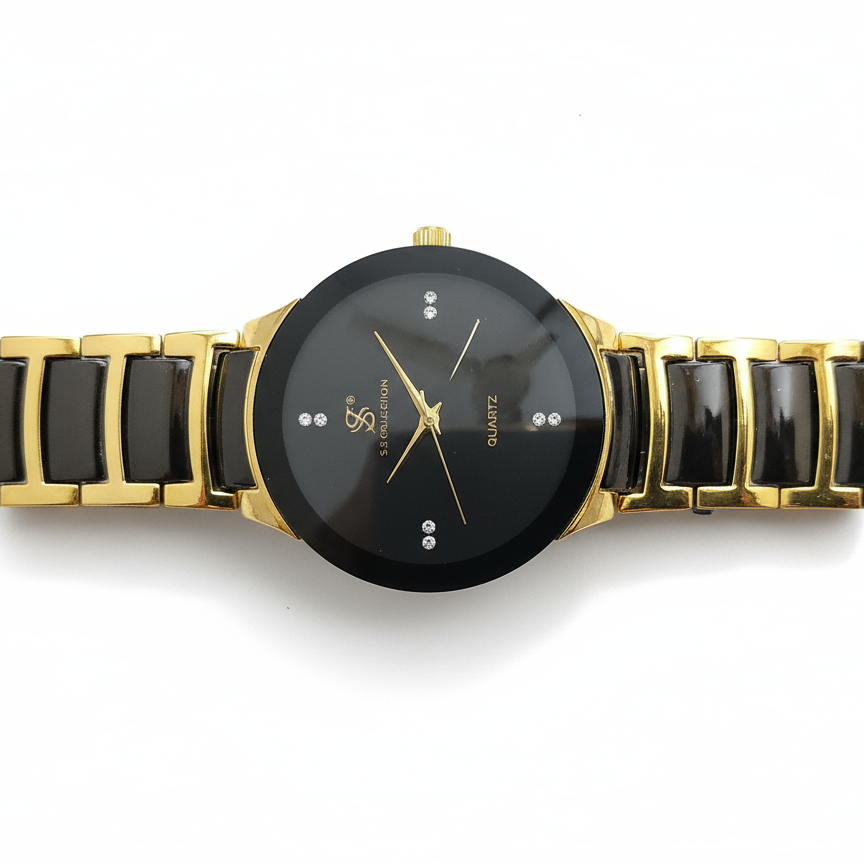 Centrix Chain Watch in Metallic Black with Golden/Silver Color Wrist Watch For Men